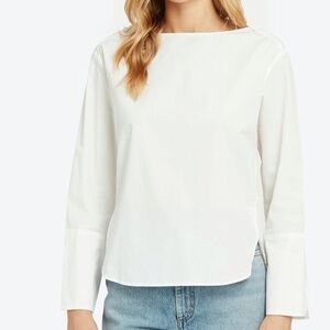 Norse Projects Sigrid Boatneck Long Sleeve Poplin Top In White Size Euro 34 NWT
